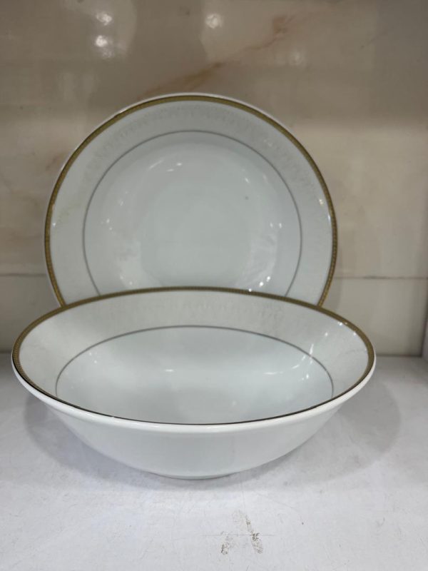 کاسه بزرگ چینی لب طلا ابعاد عرض 22 گودی7